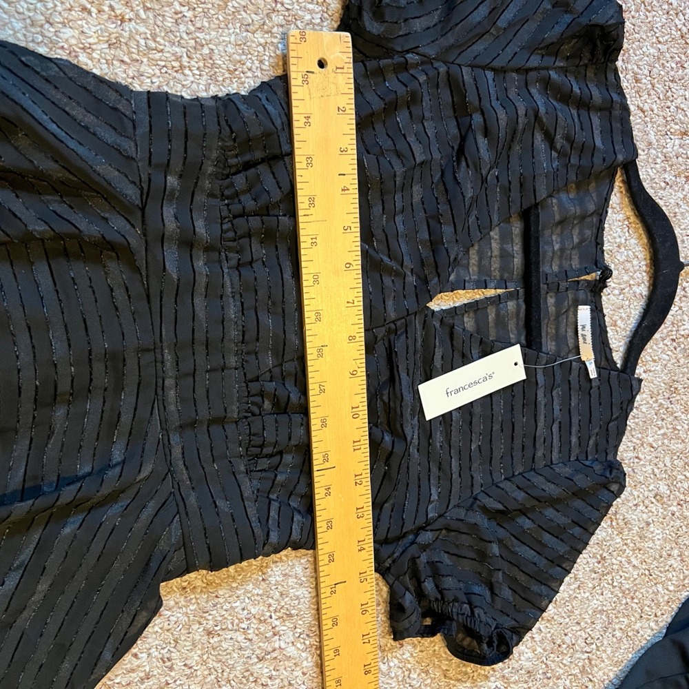 Francescas Mi Ami Kelsie Black Striped Tiered Ruffle Skort Romper NWT Small - Picture 12 of 15